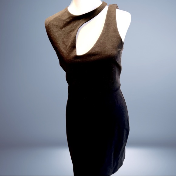 BEBE Black Cutout Shoulder Dress Size Medium - Picture 2 of 15